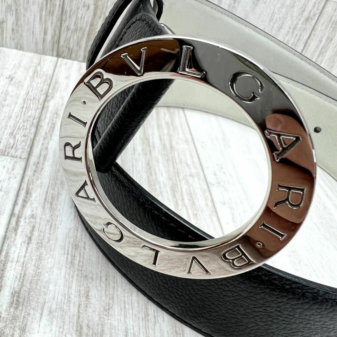 ブルガリ BVLGARI ベルト ロゴサークル ブラック シルバー - ベルト
