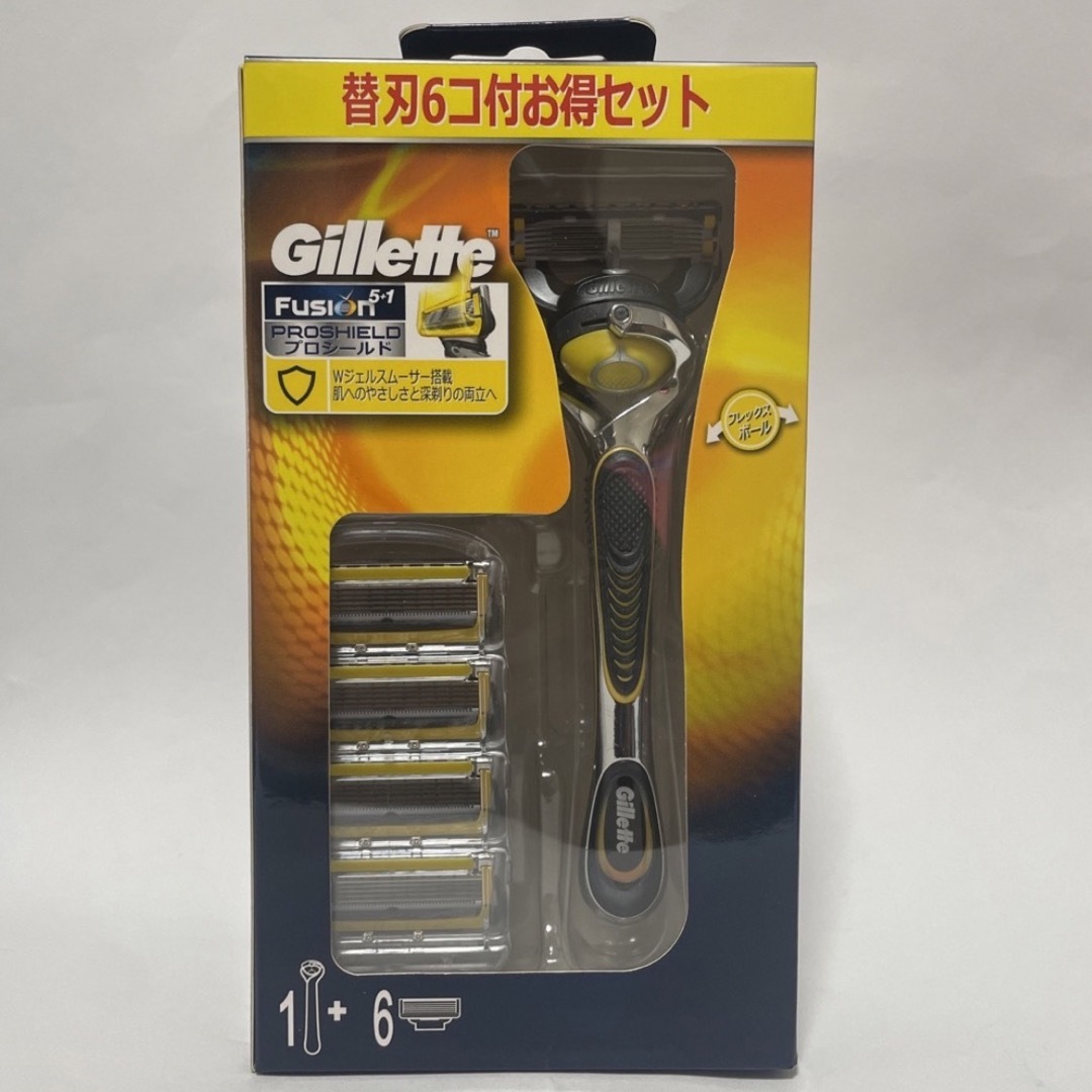 Gillette(ジレット)の【正規】ジレット プロシールド ホルダー 替刃6個付 髭剃り ひげそり コスメ/美容のシェービング(カミソリ)の商品写真