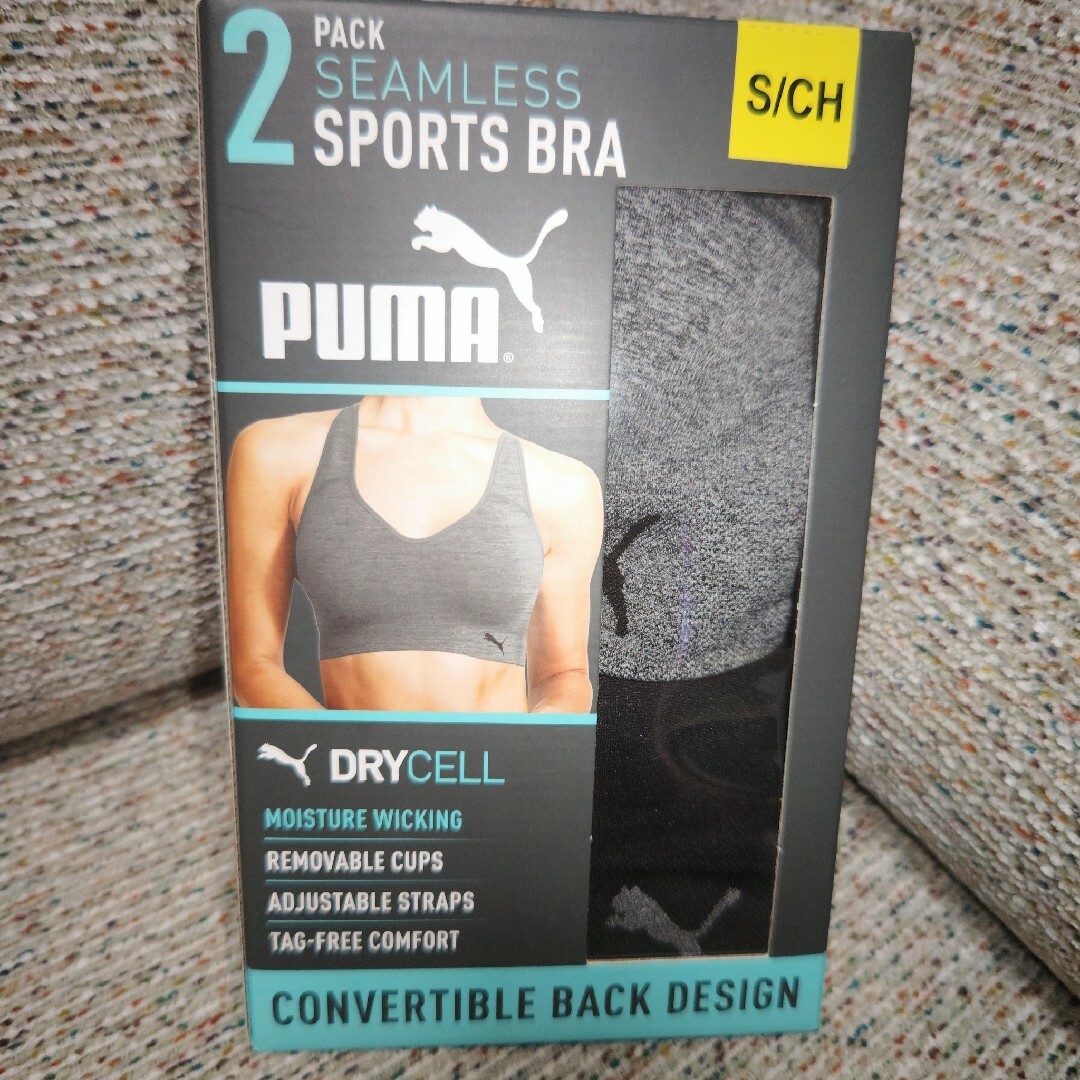 PUMA　シームレススポーツブラ(XL)★２枚セット　ブラック・グレー