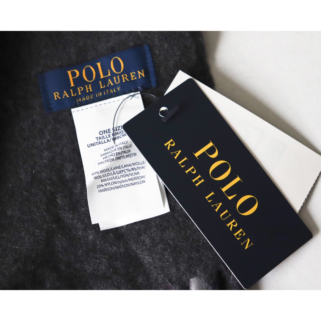 《ポロ ラルフローレン》新品 イタリア製 リバーシブル ウールマフラー 男女兼用