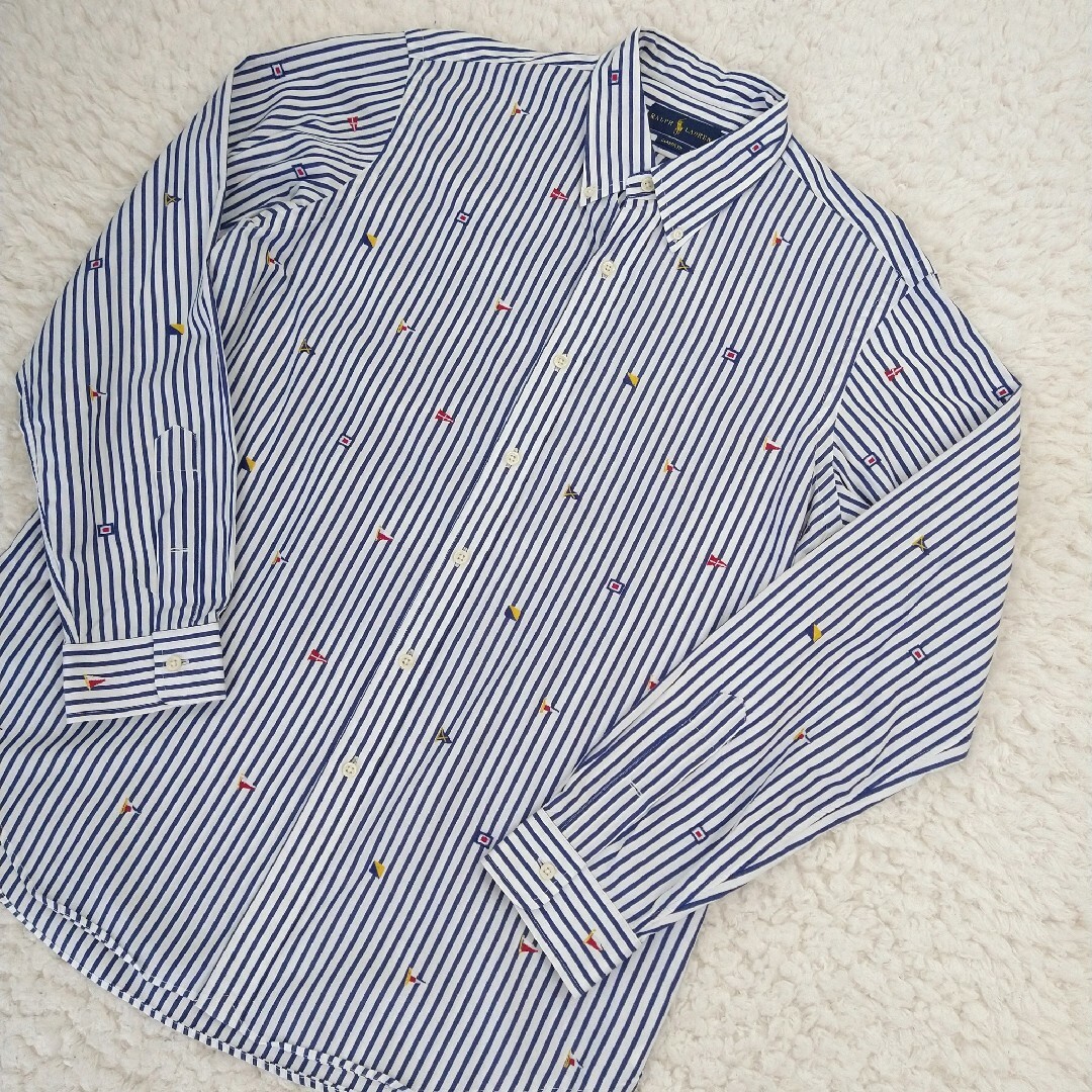 Ralph Lauren - 美品 RALPH LAUREN 国旗柄 総柄 ストライプシャツ 現行