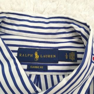 美品 RALPH LAUREN 国旗柄 総柄 ストライプシャツ 現行タグ L