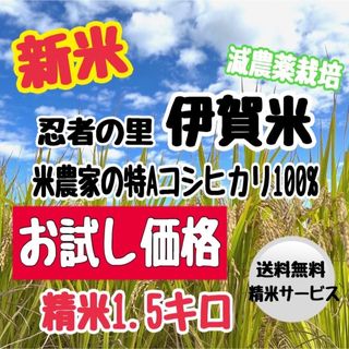 【新米】伊賀米コシヒカリ(農家直送)精米1.5キロ(米/穀物)