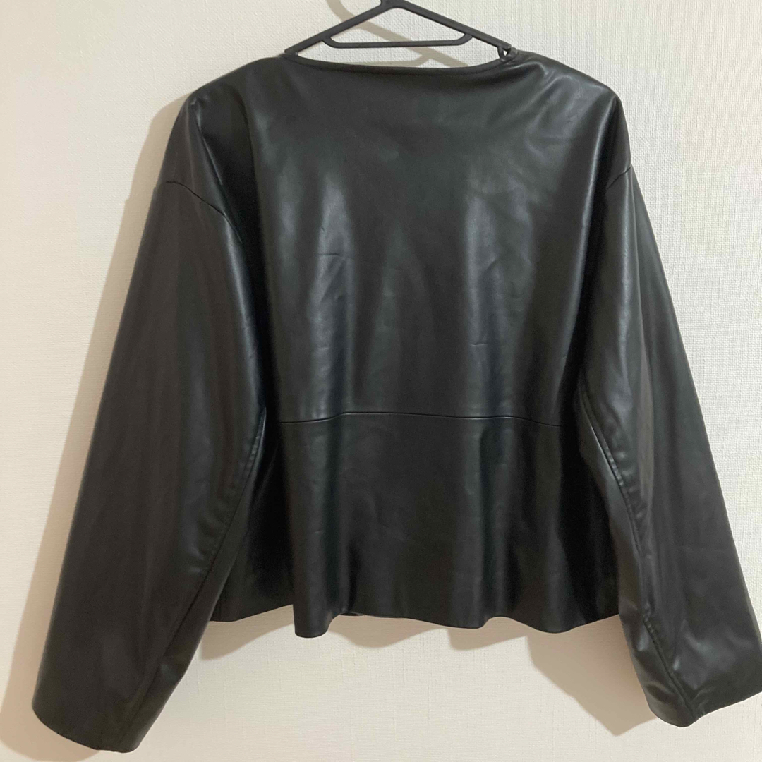 ZARA⭐︎美品⭐︎ノーカラー レザージャケット Lサイズ ZARA⭐︎美品⭐︎ノーカラー レザージャケット Lサイズ