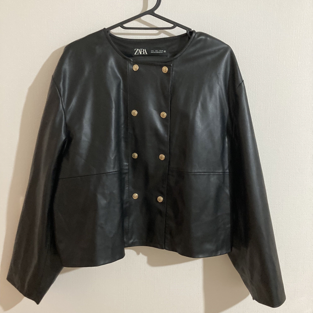 ZARA⭐︎美品⭐︎ノーカラー レザージャケット Lサイズ ZARA⭐︎美品⭐︎ノーカラー レザージャケット Lサイズ