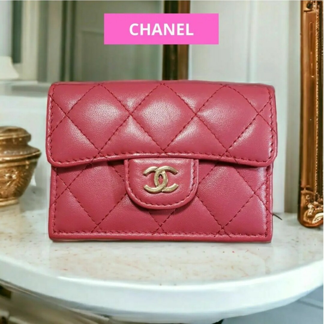 CHANEL　三ツ折　お財布　ピンク