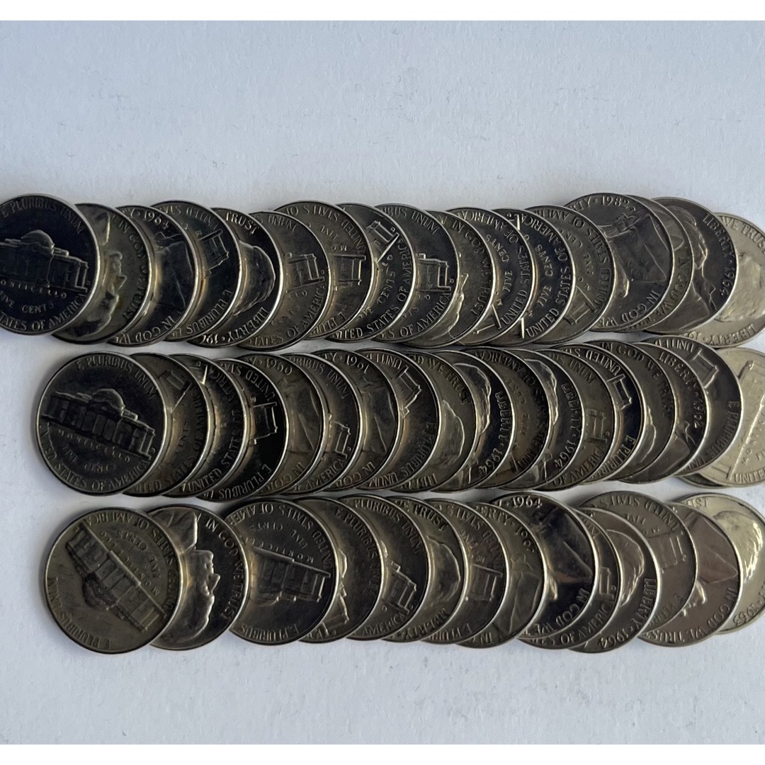アメリカ銀貨 5セント50枚 ジェファーソン リバティ - 貨幣