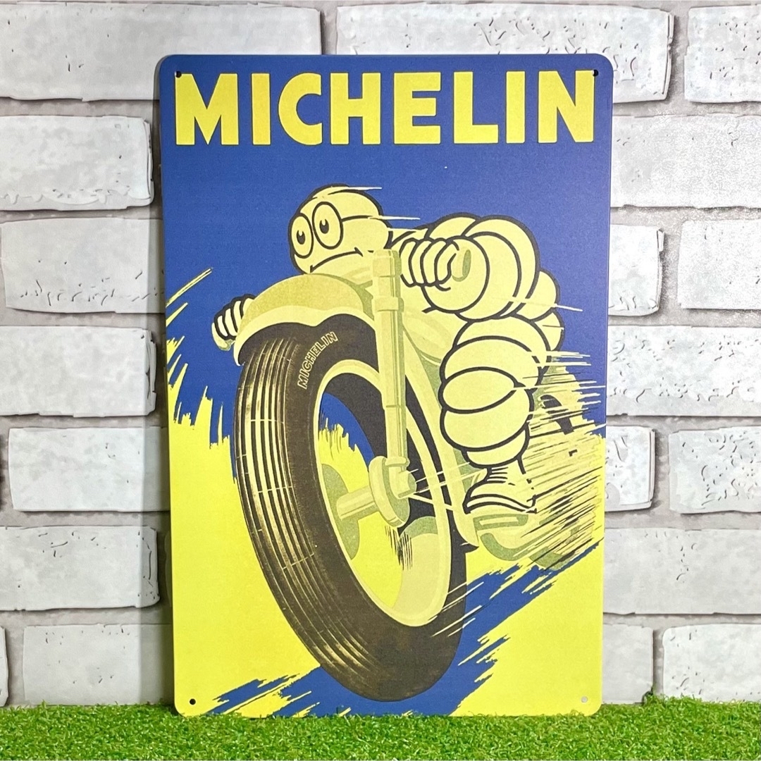 【525番】ミシュラン(Michelin) ビバンダム バイク 車 ブリキ看板 | フリマアプリ ラクマ