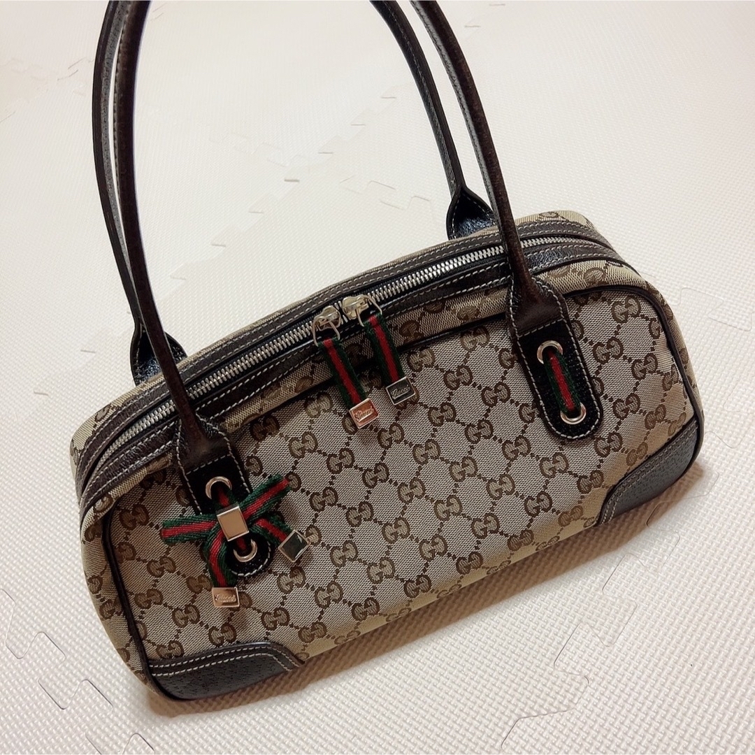 ☆GUCCI ミニボストン プリンシーリボン シェリーライン GG ハンドバッグ-