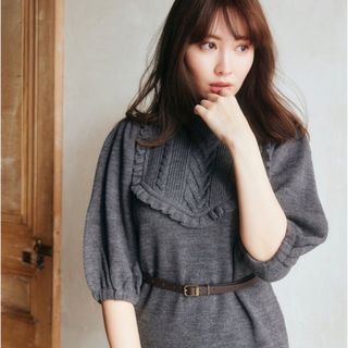 ハーリップトゥ(Her lip to)のHerlipto Belted Ruffle Cable-Knit Dress(ひざ丈ワンピース)