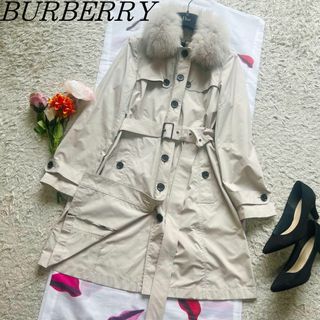 バーバリー(BURBERRY)の【美品】BURBERRY LONDON フォックスファー付きトレンチコート 40(トレンチコート)