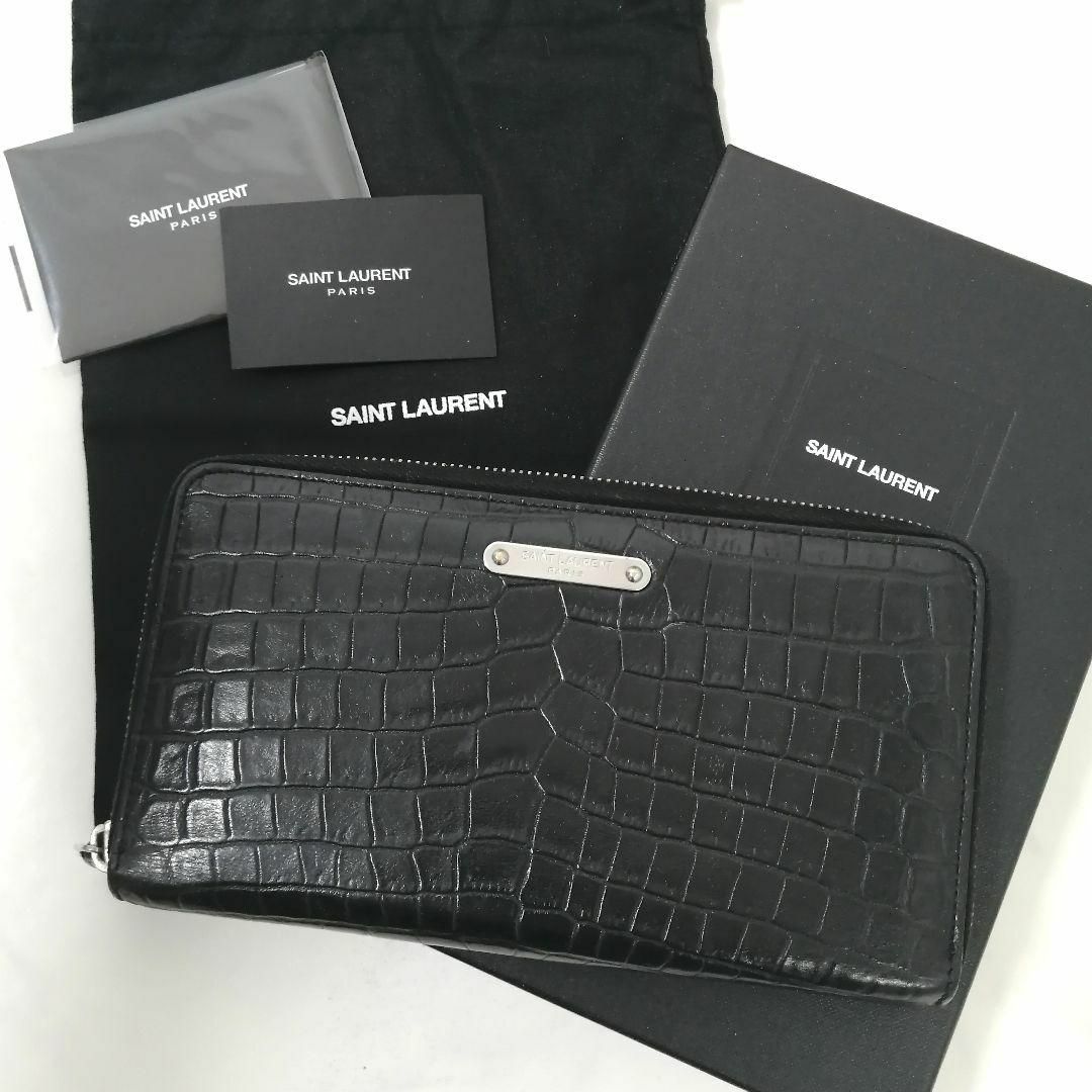 Saint Laurent - 良品✨サンローラン 長財布 クロコ型押 ロゴプレート