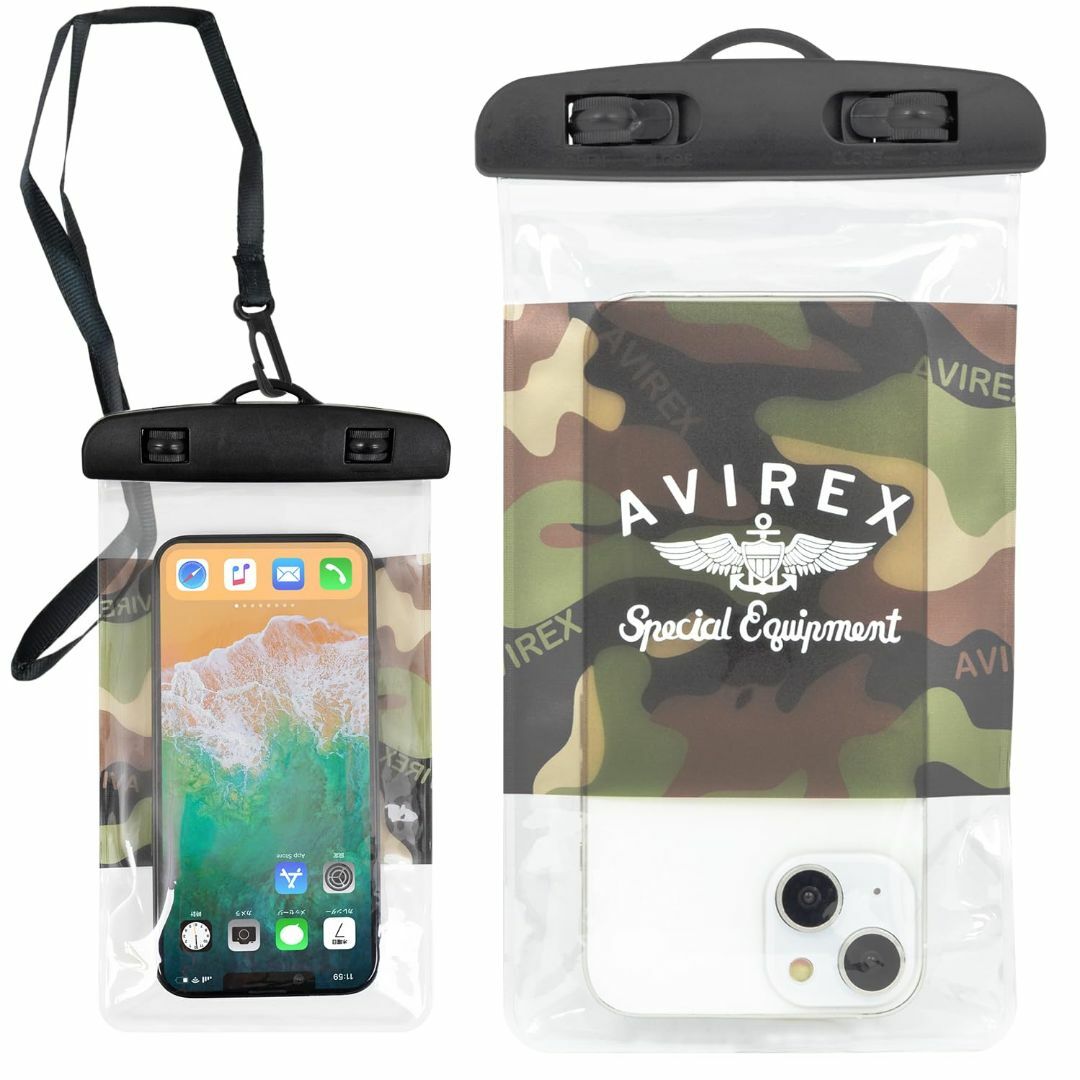 【色: クリア迷彩/オリーブ】【 AVIREX 正規品 】 防水ケース スマホ