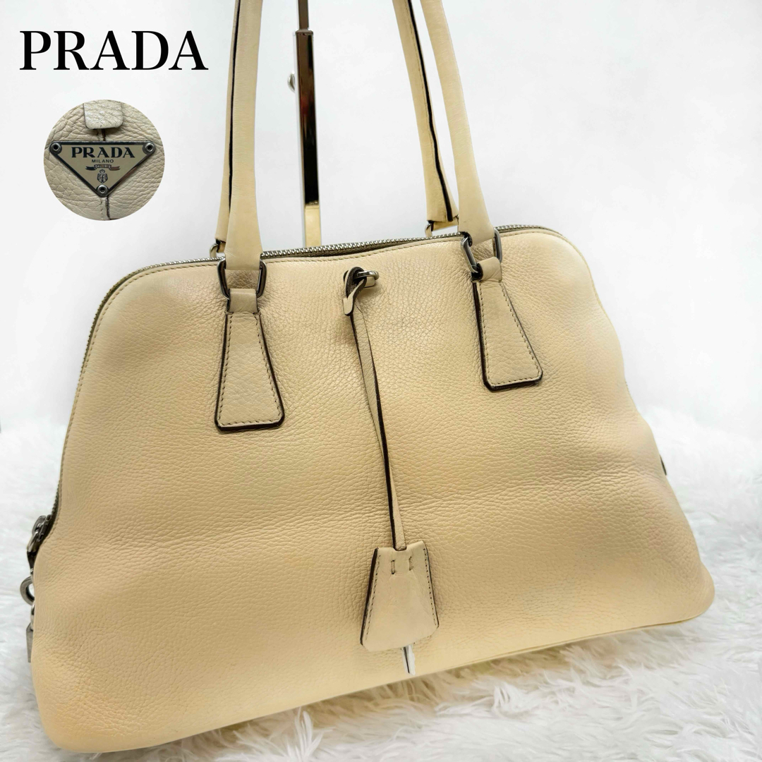 美品✨PRADA プラダ レザーハンドバッグ ショルダーバッグ 三角ロゴ