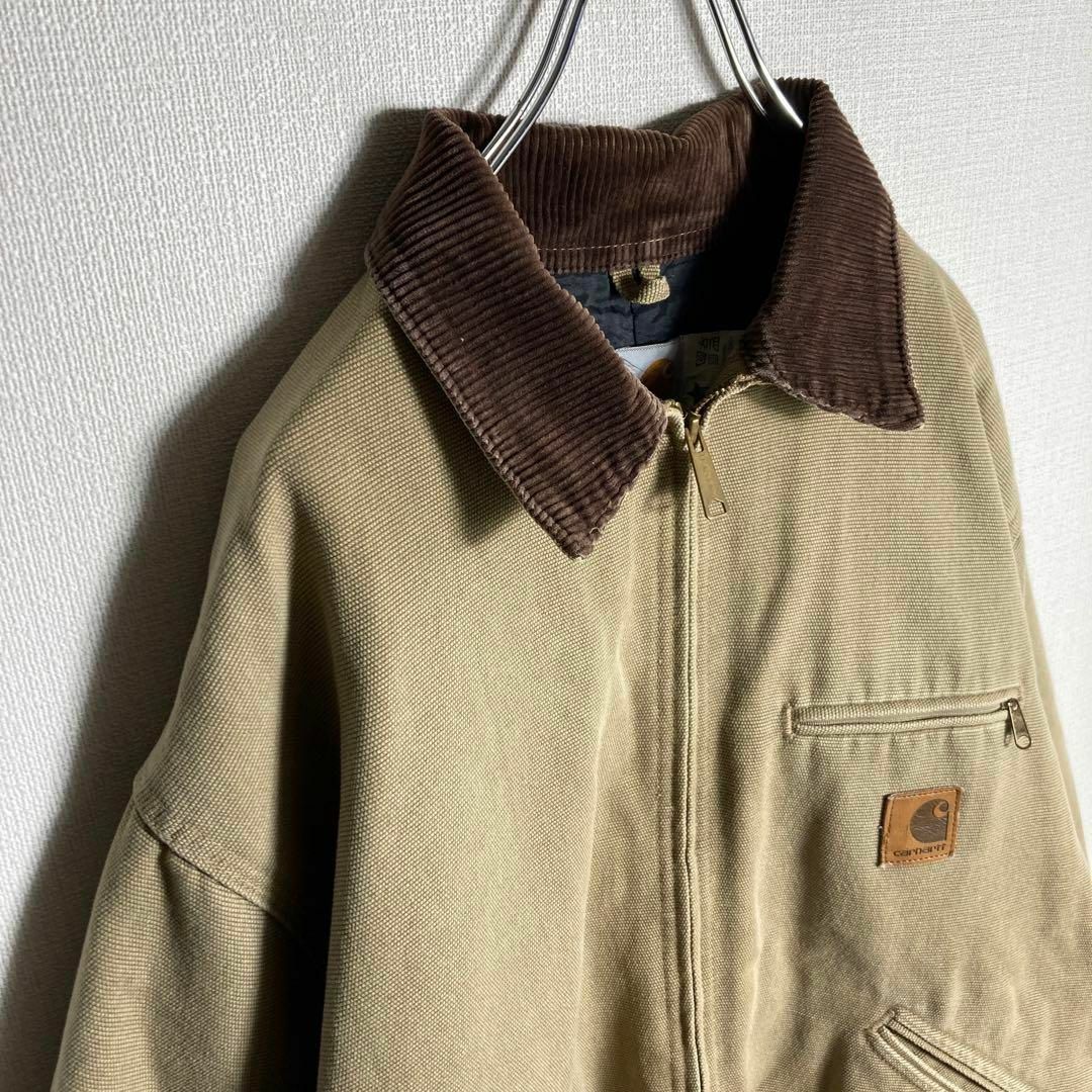 【希少XLサイズ】カーハート　デトロイトジャケット　革ロゴ　フルジップ