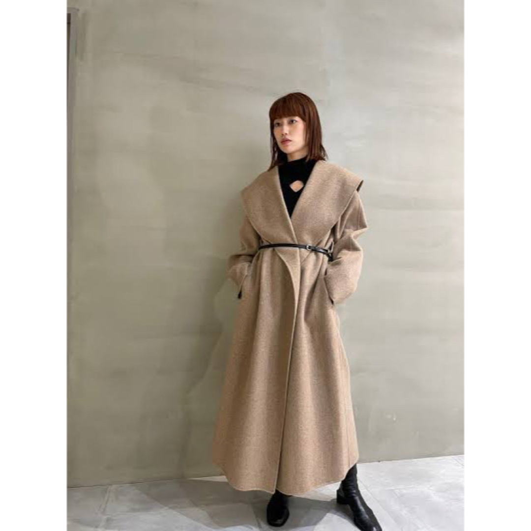 ルシェルブルー　big collar belted maxi coat