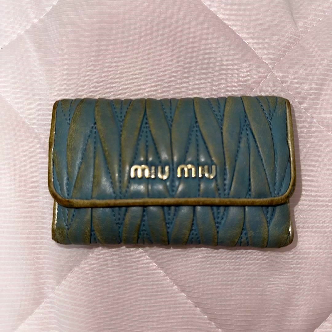 miumiu - miu miu ミュウミュウ キーケース 水色 レディースの通販 by