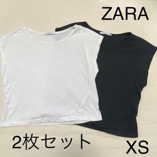 ザラ(ZARA)の【2枚セット】 ZARA ザラ クロップド丈Tシャツ フレンチスリーブ 半袖(Tシャツ(半袖/袖なし))