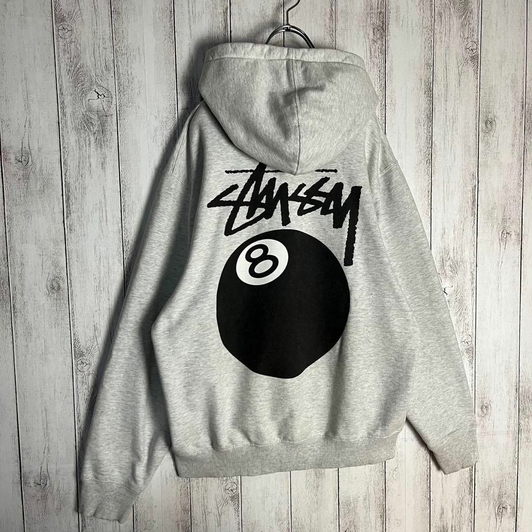 STUSSY  パーカー　ブラック　8ボール　Lサイズ