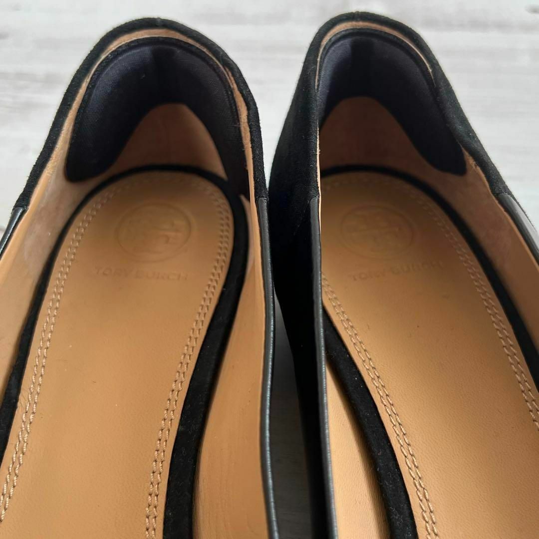 9.5 美品 トリーバーチ ポインテッドトゥ パンプス ロゴ ブラック