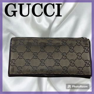 グッチ(Gucci)のGUCCIグッチ　GG 長財布 GGキャンバス×レザー ベージュ×ブラウン(長財布)