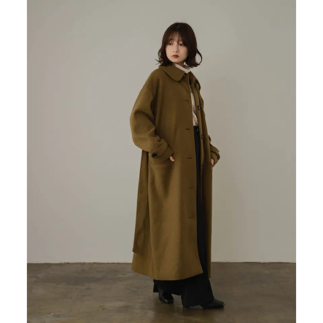 soutien collar long coat khaki