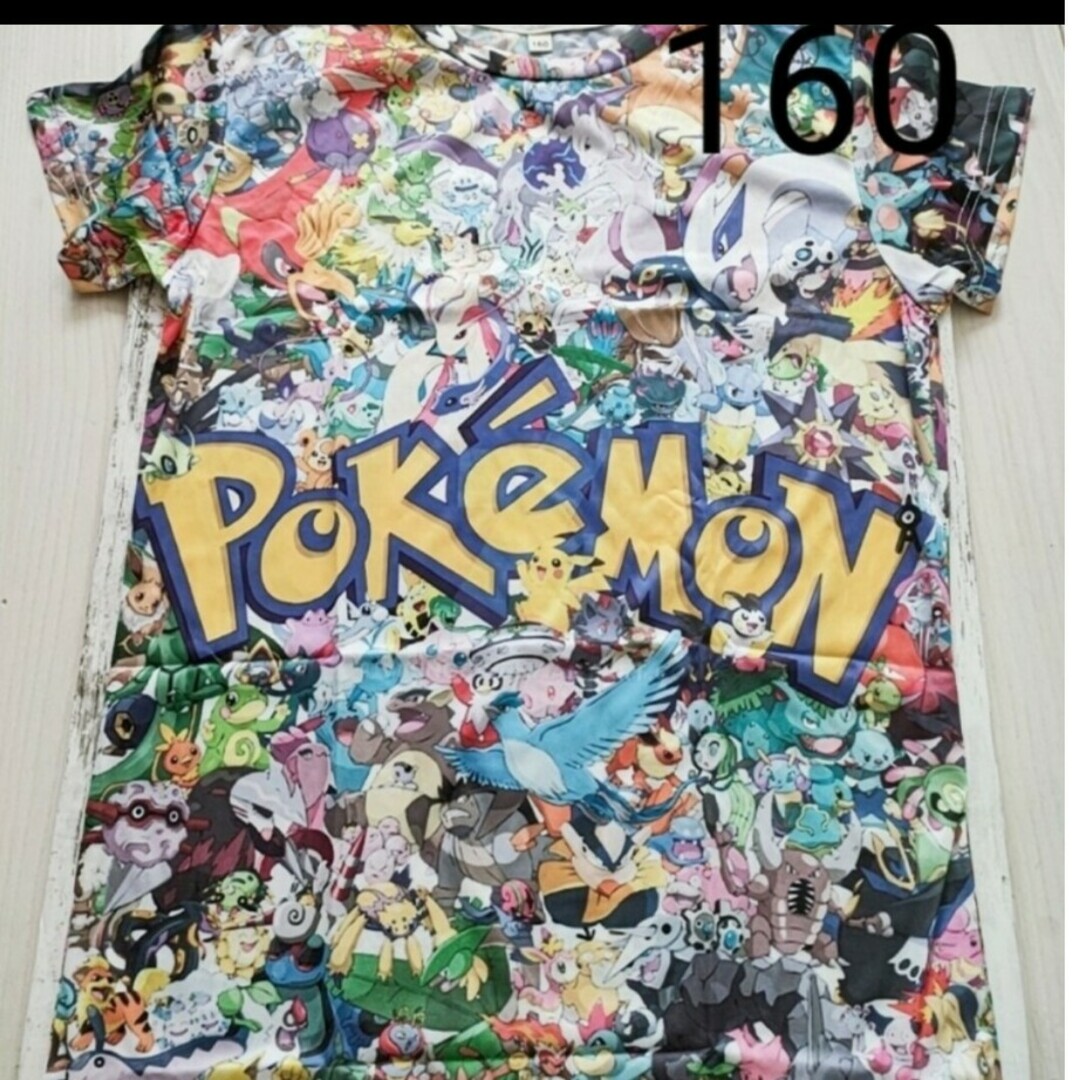 ポケモン　160入荷　新品　複雑割引海外製品　フルグラフィック半袖tシャツ160