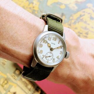 #2788【人気のミリタリー】メンズ 腕時計 エルジン 手巻 動作品 WW2