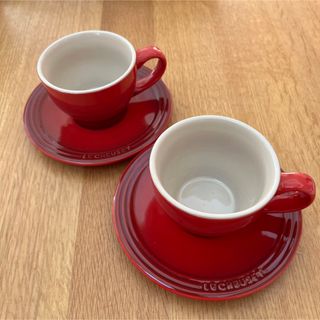 ルクルーゼ(LE CREUSET)の未使用品 ルクルーゼ ペアカップ＆ソーサー カプチーノカップ(グラス/カップ)