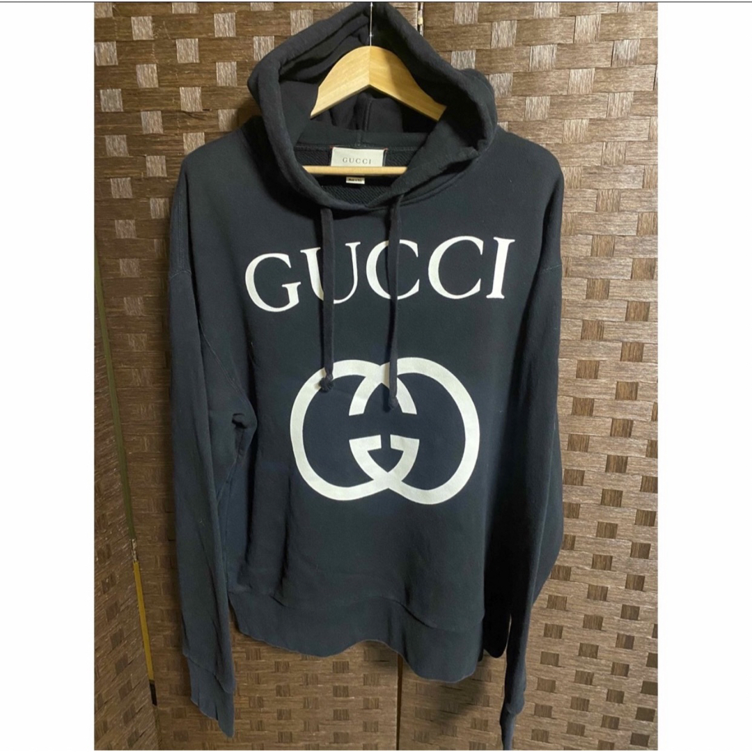 美品 GUCCI グッチ パーカー ロゴ インターロッキング フーディ-