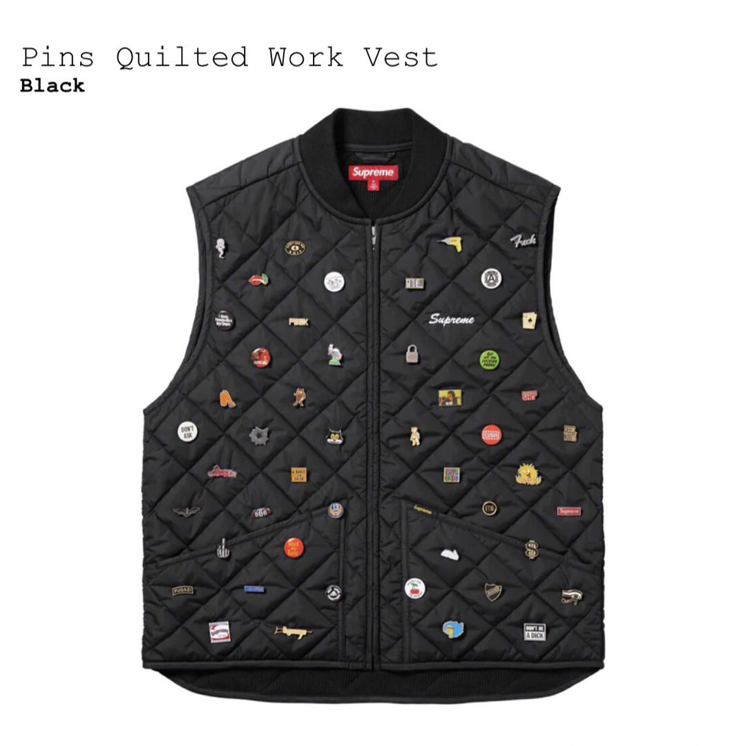 supreme pins quilted work vest Lメンズ