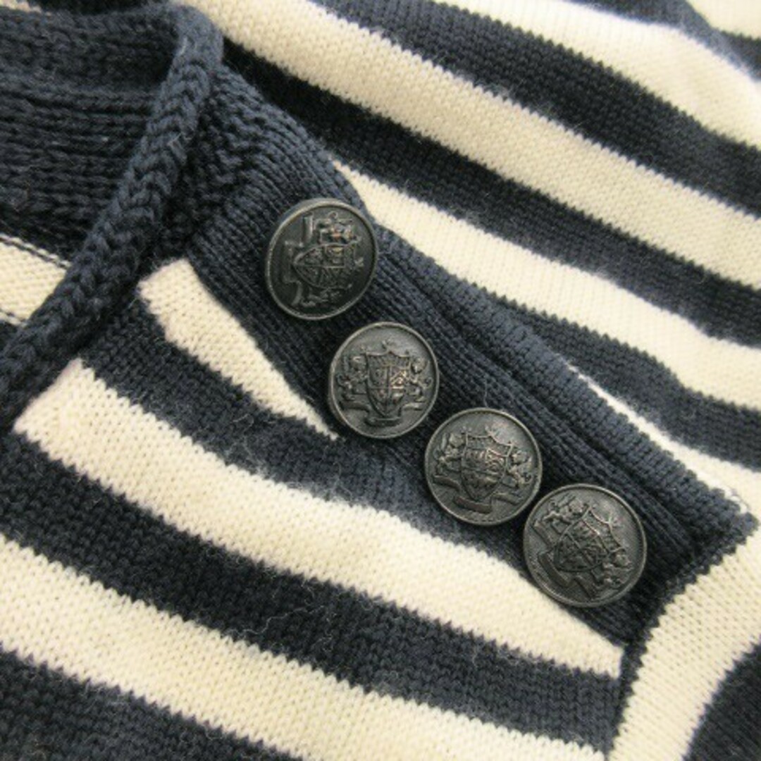 MACPHEE(マカフィー)のマカフィー ニット セーター Vネック 長袖 ウール ボーダー 肩ボタン 1 紺 レディースのトップス(ニット/セーター)の商品写真