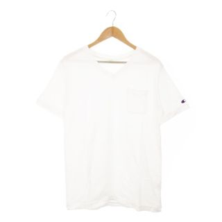 チャンピオン(Champion)のチャンピオン Tシャツ カットソー Vネック 半袖 ロゴワッペン 綿 L 白(Tシャツ/カットソー(半袖/袖なし))