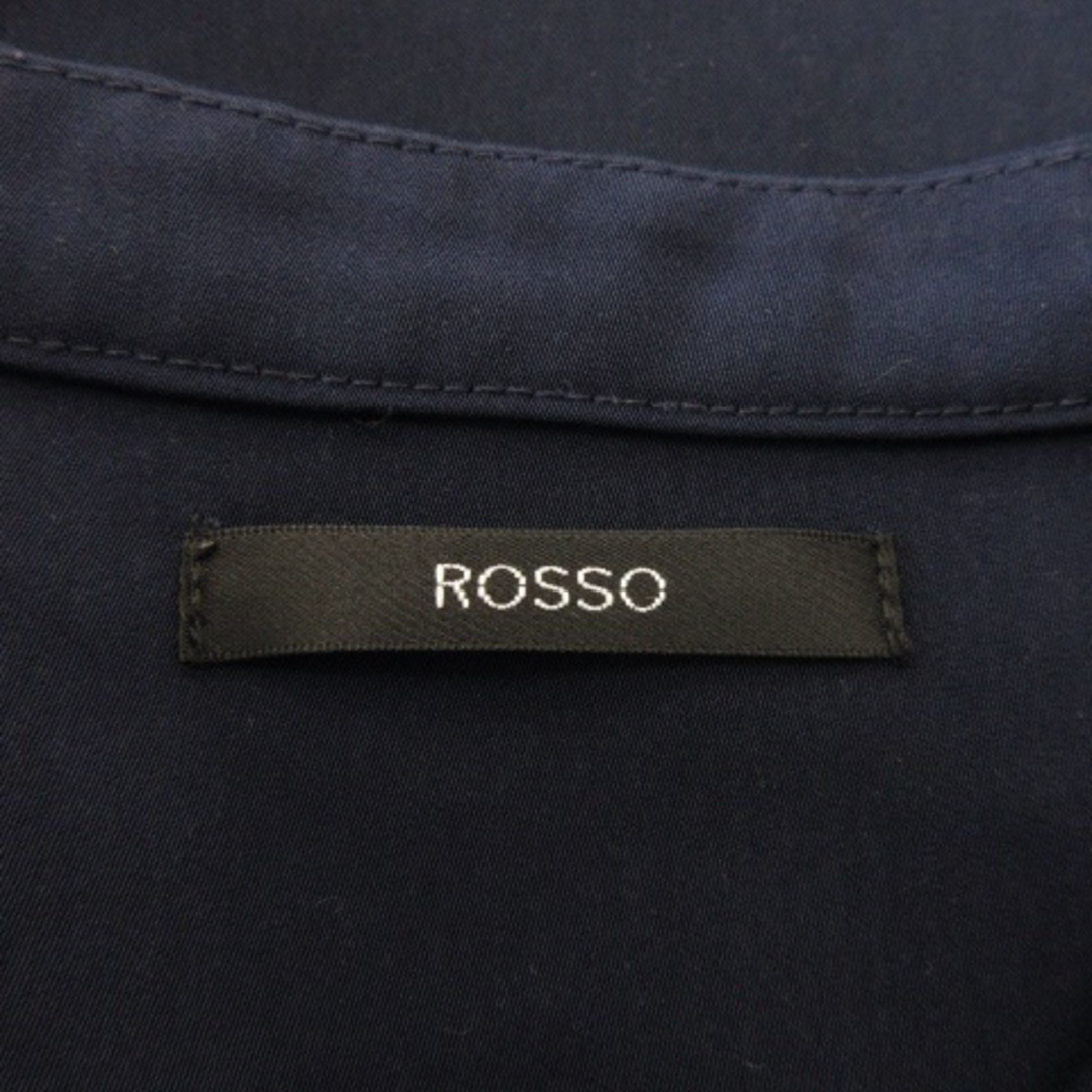 ROSSO(ロッソ)のロッソ ワンピース ひざ丈 Vネック 長袖 ストレッチ ブラウス F 紺 レディースのワンピース(ひざ丈ワンピース)の商品写真