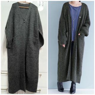 オシャレウォーカー(osharewalker)のオシャレウォーカー/n'Or＊ゆるっとロングニットカーディガン♡チャコールB(カーディガン)