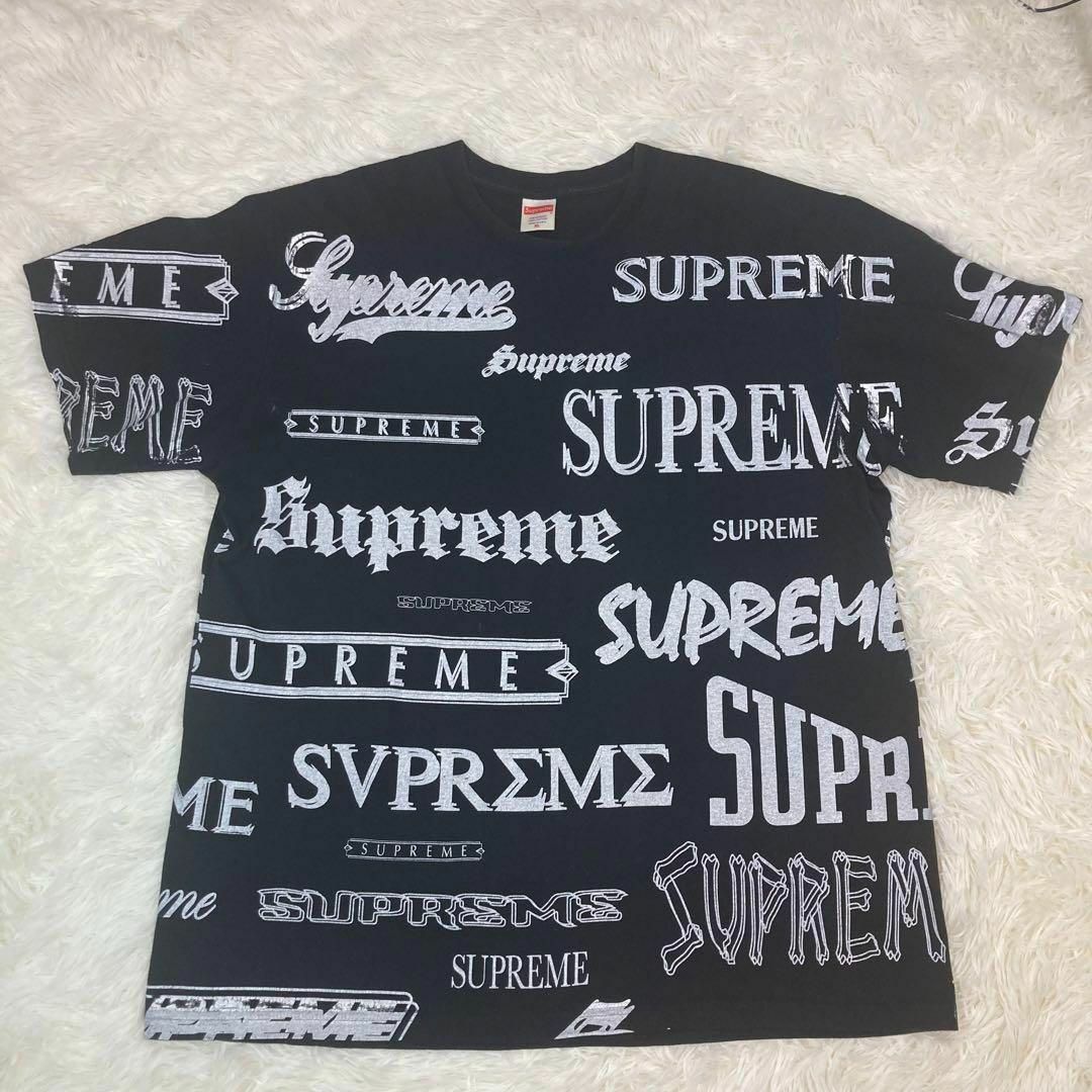 Supremeシュプリーム 総柄 マルチロゴ Tシャツ 入手困難　L