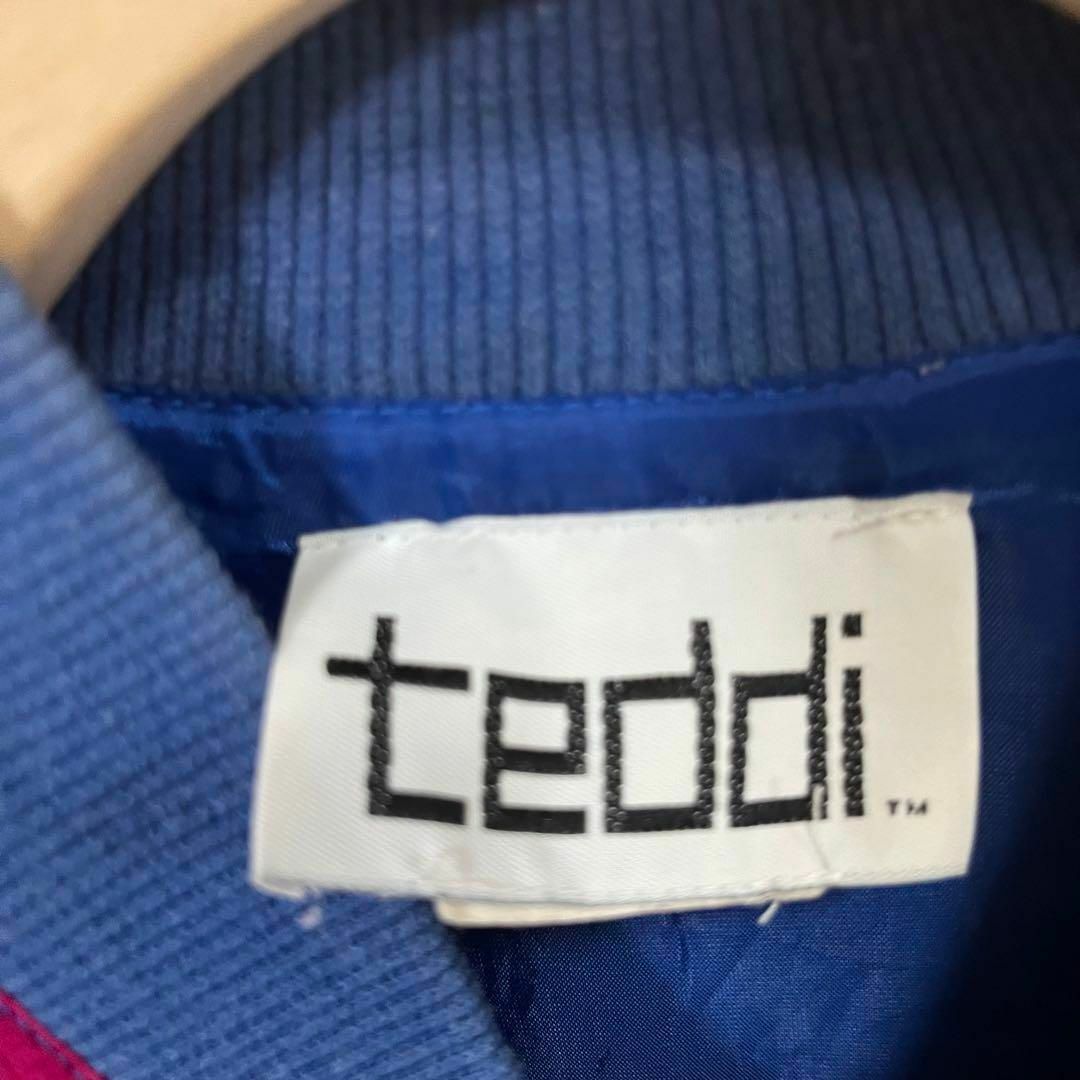 レディース　ヴィンテージ古着TEDDI 総柄プリント　ジップアップジャケット青系 レディースのジャケット/アウター(その他)の商品写真