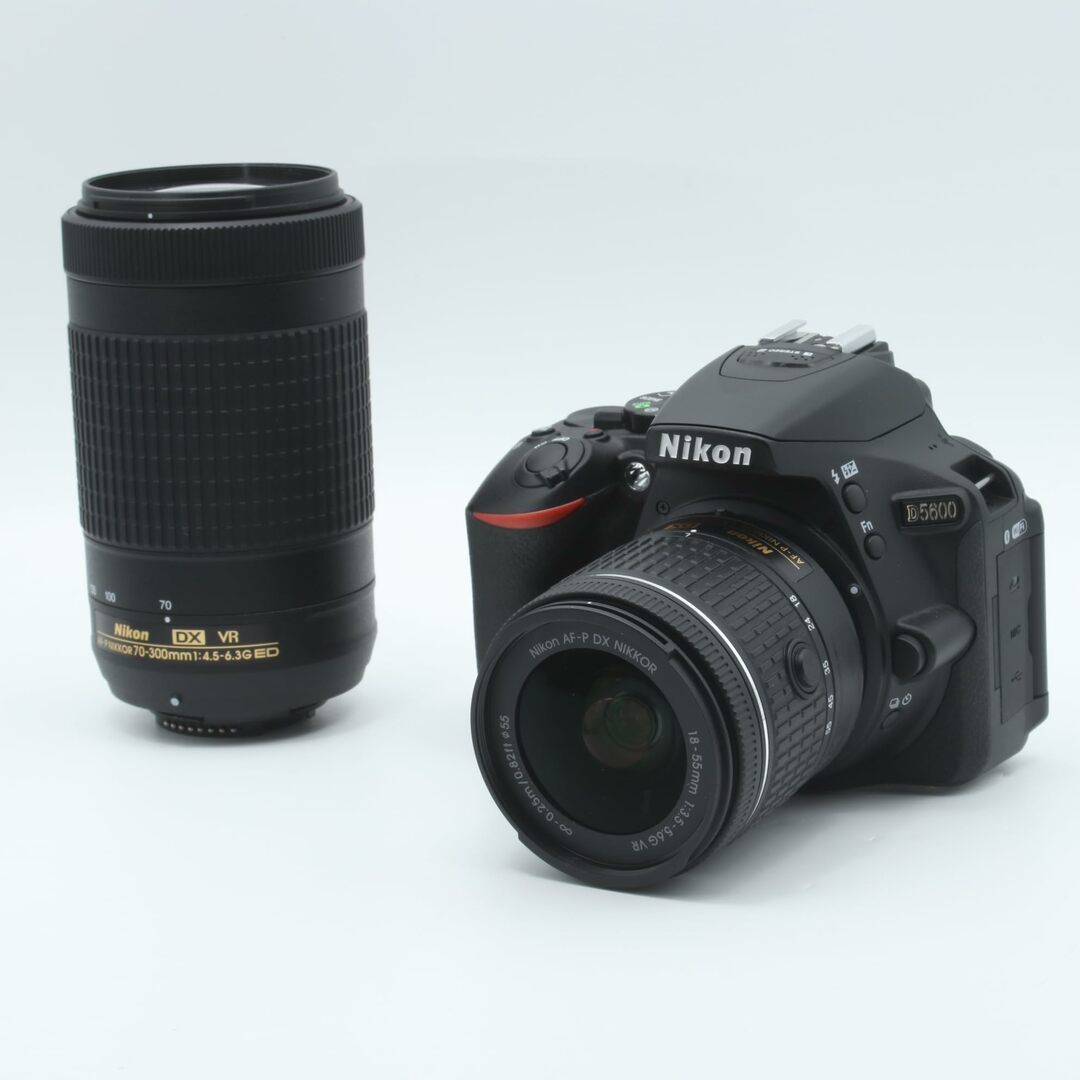 【美品】 Nikon デジタル一眼レフカメラ D5600 ダブルズームキット ブラック D5600WZBK…
