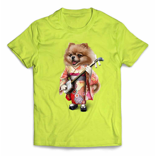 オレンジ ポメラニアン いぬ 犬 三味線 音楽 コンサート 半袖 Tシャツ(Tシャツ/カットソー(半袖/袖なし))