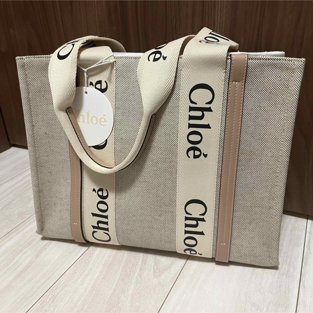 Chloe “WOODY”ミディアムトートバッグ biscotti beige - トートバッグ