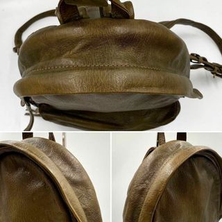 美品】genten ゲンテン リュックサック ゴートヌメ ロゴ型押し カーキ ...