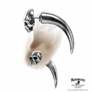 ALCHEMY GOTHIC:TOMB SKULL HORN ear studs(ピアス)