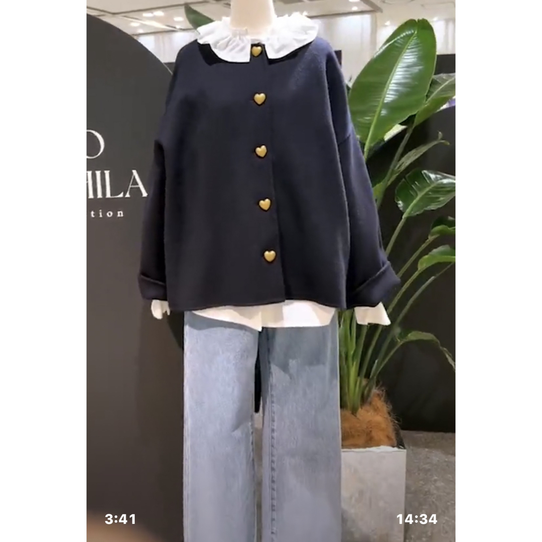 2way River Pullover Navy gypsohilaノーカラージャケット