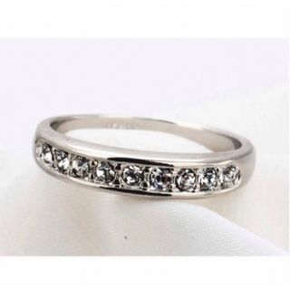 スワロフスキー(SWAROVSKI)のハーフエタニティリング　スワロフスキーCZ （ホワイトゴールド）(リング(指輪))