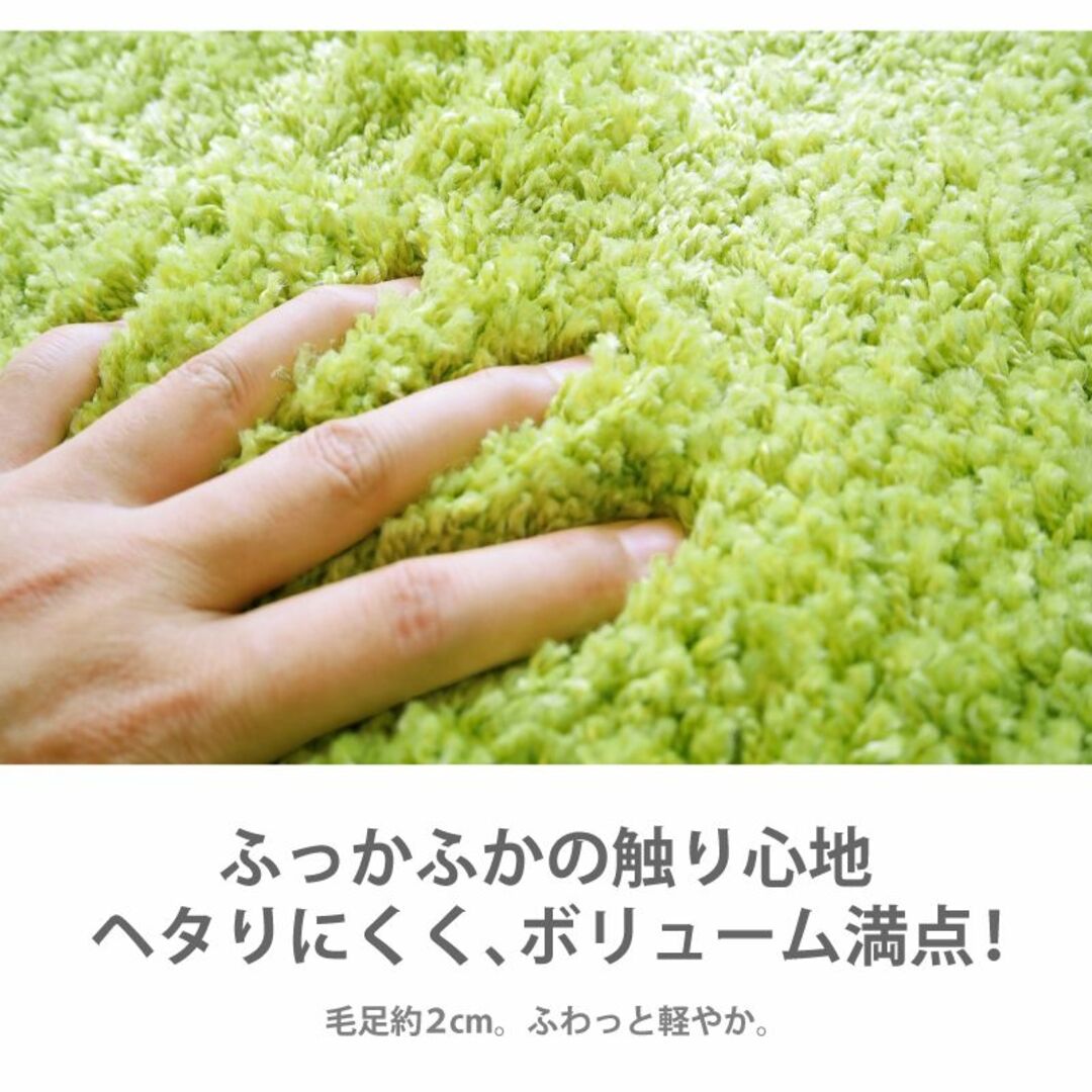 ラグ 国産 カーペット 日本製 防ダニ 「レセルバ」 グリーン 200×200㎝-