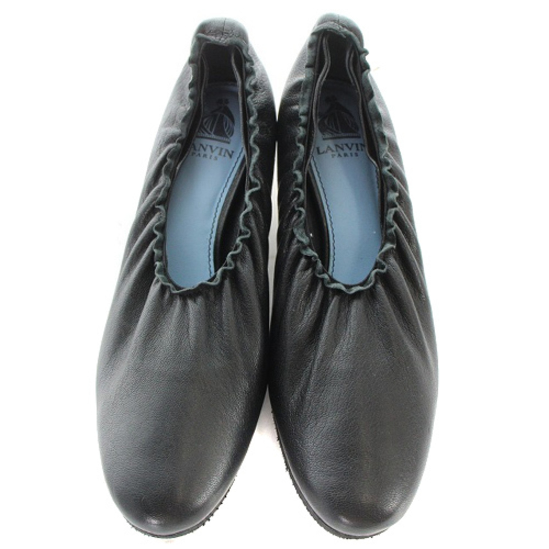 LANVIN(ランバン)のランバン ローヒール レザー パンプス 37 23.5cm 黒 レディースの靴/シューズ(ハイヒール/パンプス)の商品写真