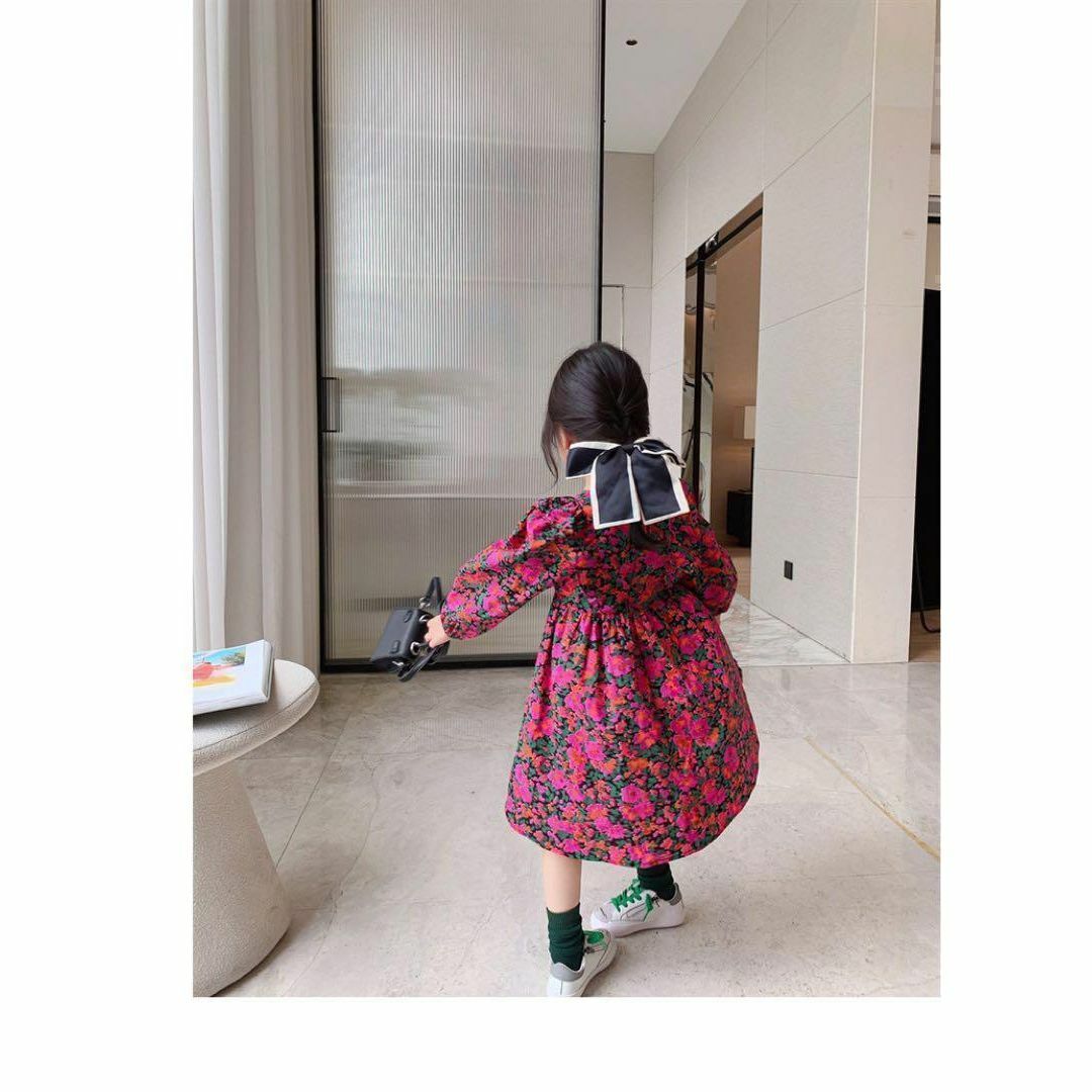 おしゃれ♡フリル花柄ワンピース 春夏 韓国 子ども服 ピンク 女の子