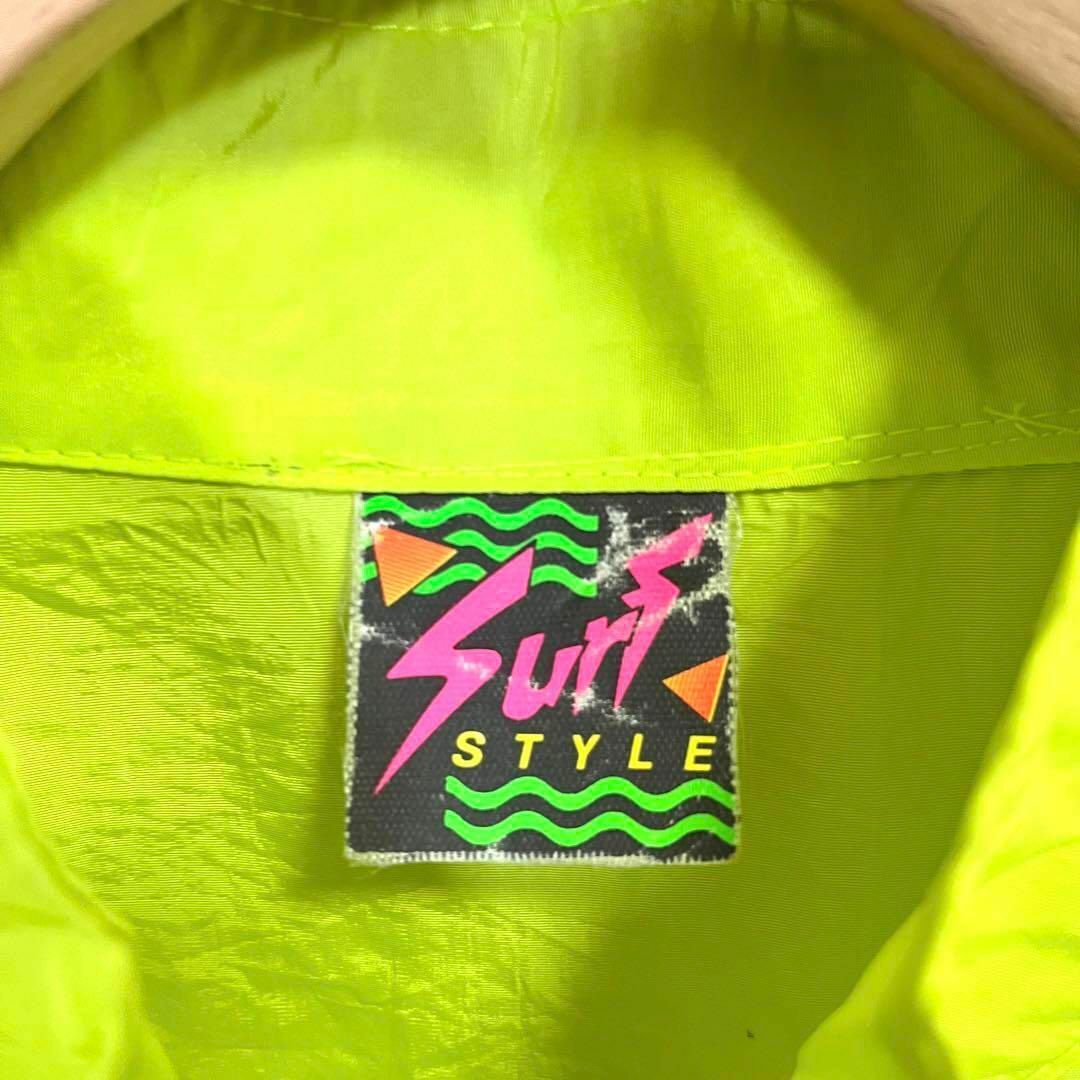 USA製ヴィンテージ古着SURF STYLE ハーフジッププリントアノラック黄色