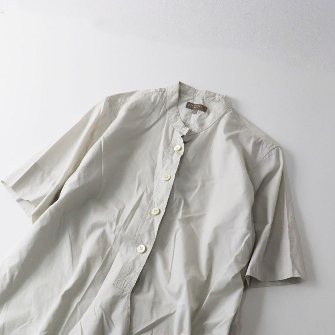 2021SS マーガレットハウエル MARGARET HOWELL LIGHT COTTON POPLIN カラーレスシャツ 1/グレー ブラウス  半袖【2400013523615】 | フリマアプリ ラクマ