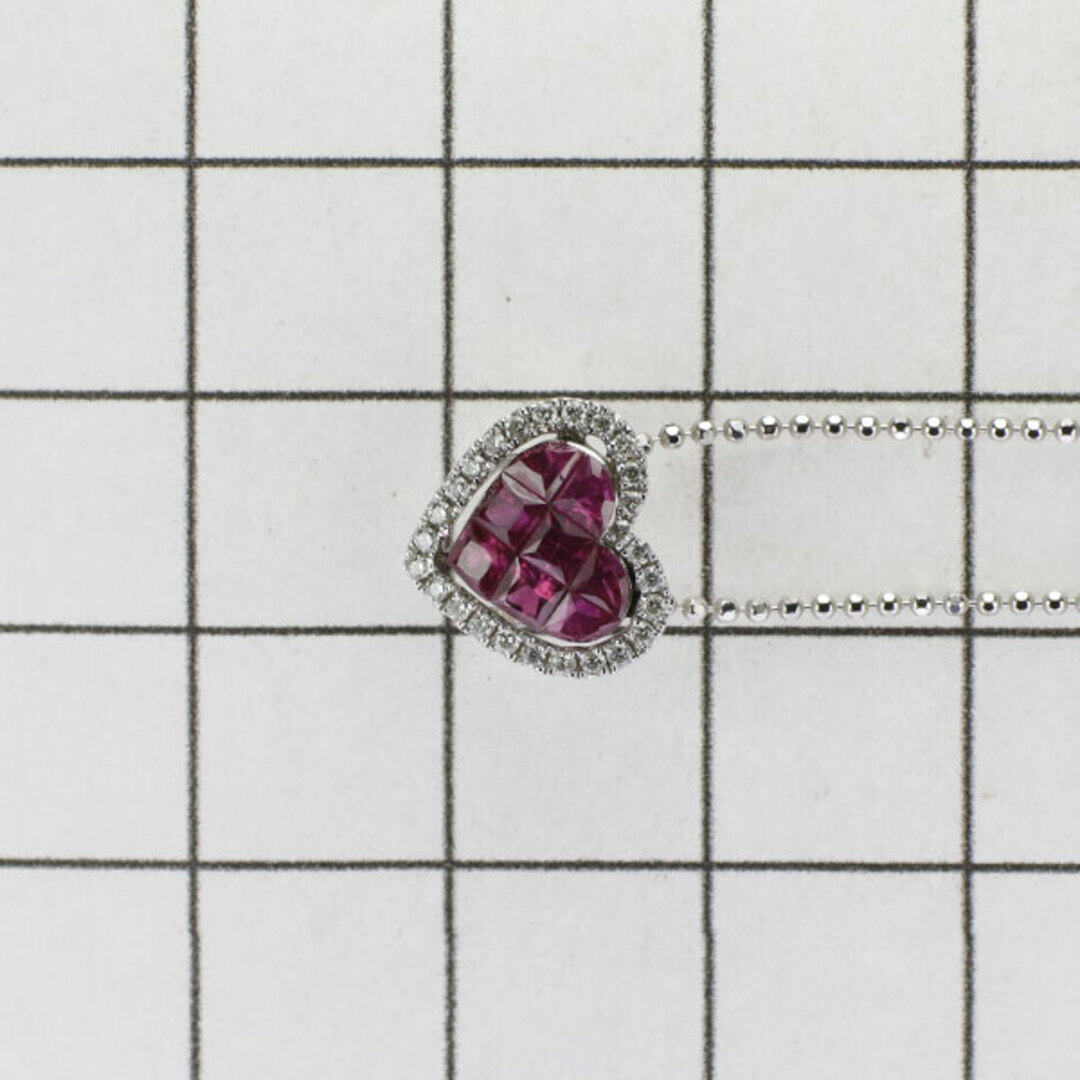 K18WG ルビー ダイヤモンド ペンダントネックレス 0.80ct D0.15ct ...